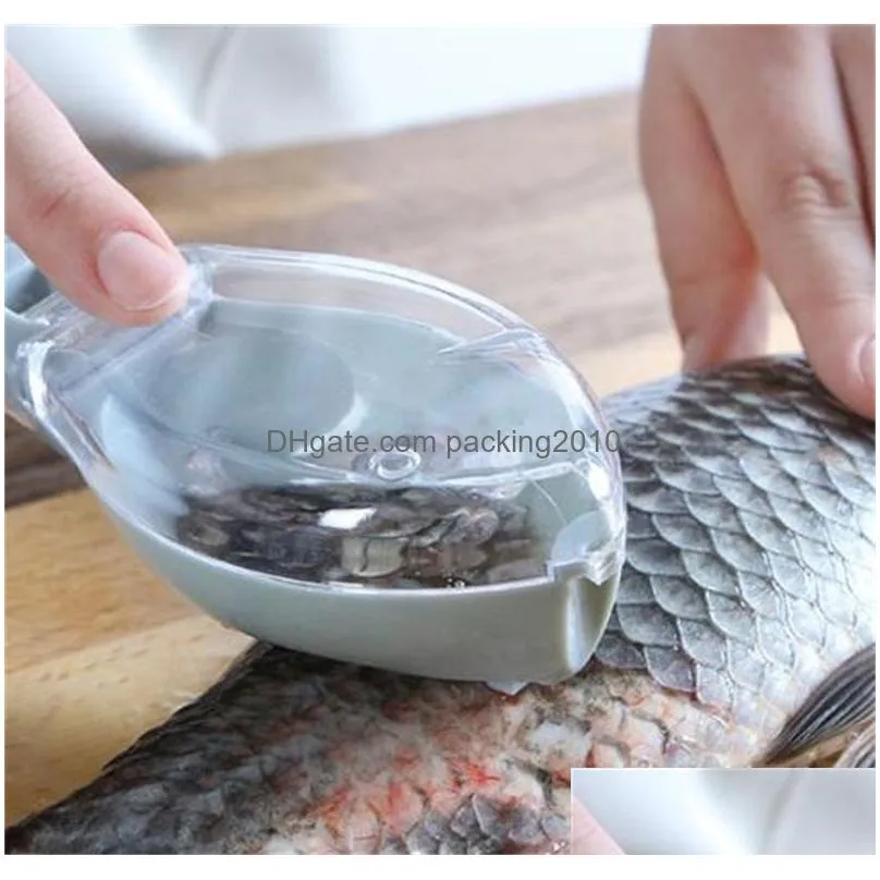 fish skin brush scraping fishing scale brush graters fast remove fish knife cleaning peeler scaler scraper green 189 v2