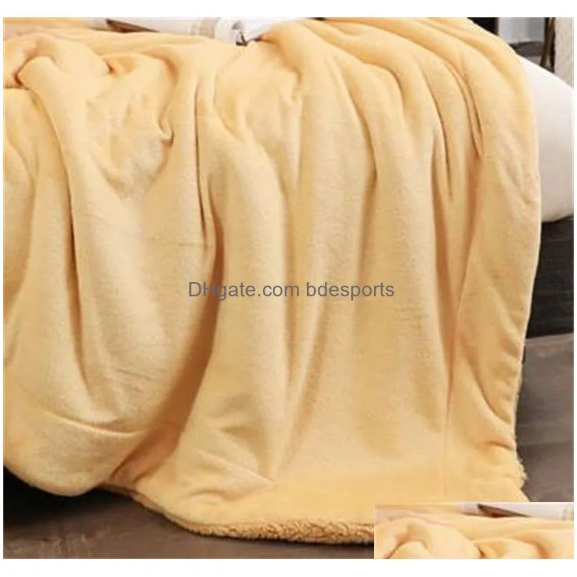 luxury cashmere blanket winter thick double layer sherpa throw 150x200cm warm comfortable weighted flannel fleece blanket 201113 771
