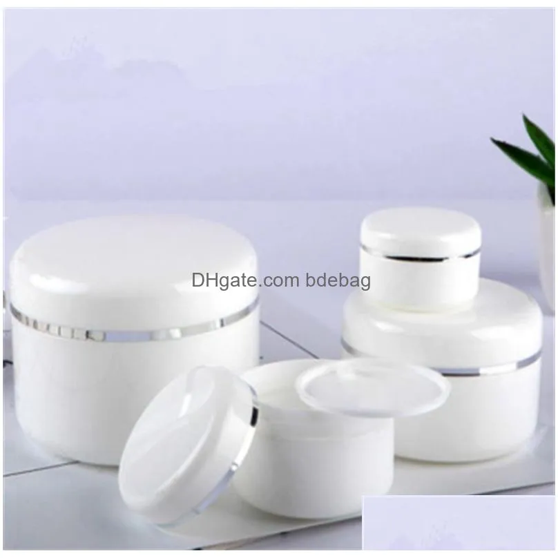 20/30/50/100/150/200g empty white portable bottle refillable plastic cosmetic cream jar with inner liner 2021 v2