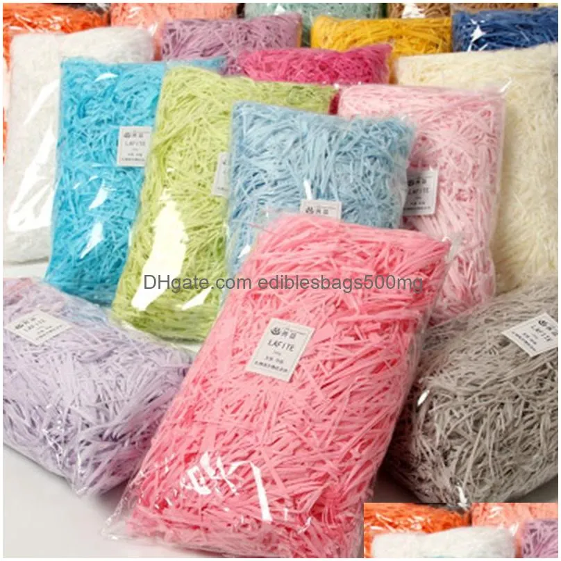 100g colorful gift wrap shredded crinkle paper raffia candy boxes diy gifts box filling material wedding marriage home decoration 83
