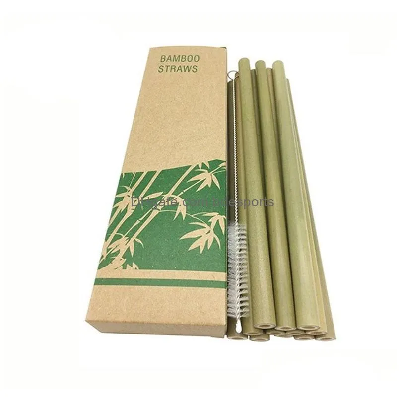 reusable straw bamboo straws barwar useful kitchen tool party with clean brush natural 12pcs per suit 8 9nt f1