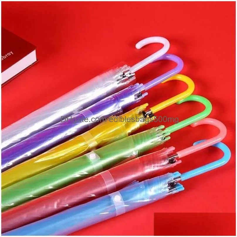 colorful transparent long handle umbrella automatic rainbow waterproof 8 bone umbrellas 4 r2