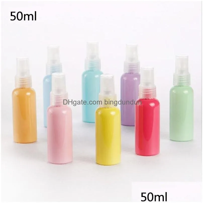 portable 50ml perfume bottles plastic easy to carry packing containers colorful macaroon colors spray bottle creative 0 65zh bb