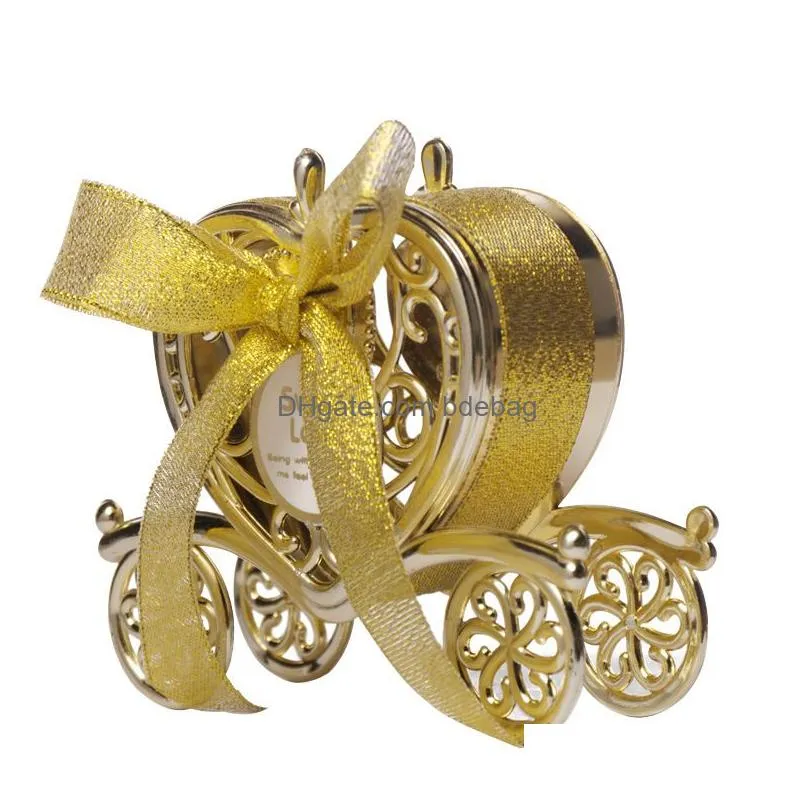 bowknot heart carriage candy box silver golden color gifts boxes creative containers for wedding party favors 1 8bt e1