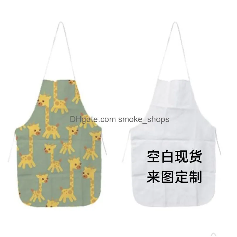 kitchen aprons sublimation blanks diy oil proof antifouling white canvas uniform scarf 70x48 cm printing women men arrival 89ex m2