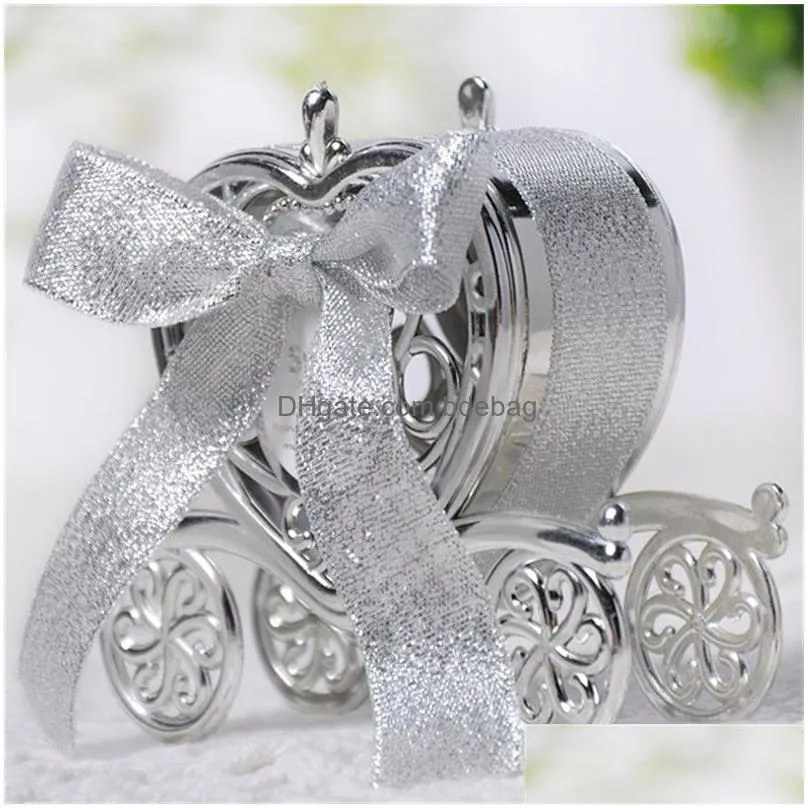 bowknot heart carriage candy box silver golden color gifts boxes creative containers for wedding party favors 1 8bt e1