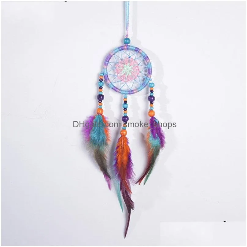 national style dream catcher hand mad feather pendant antique imitation circular net home room decor wall art and crafts 7xr fb