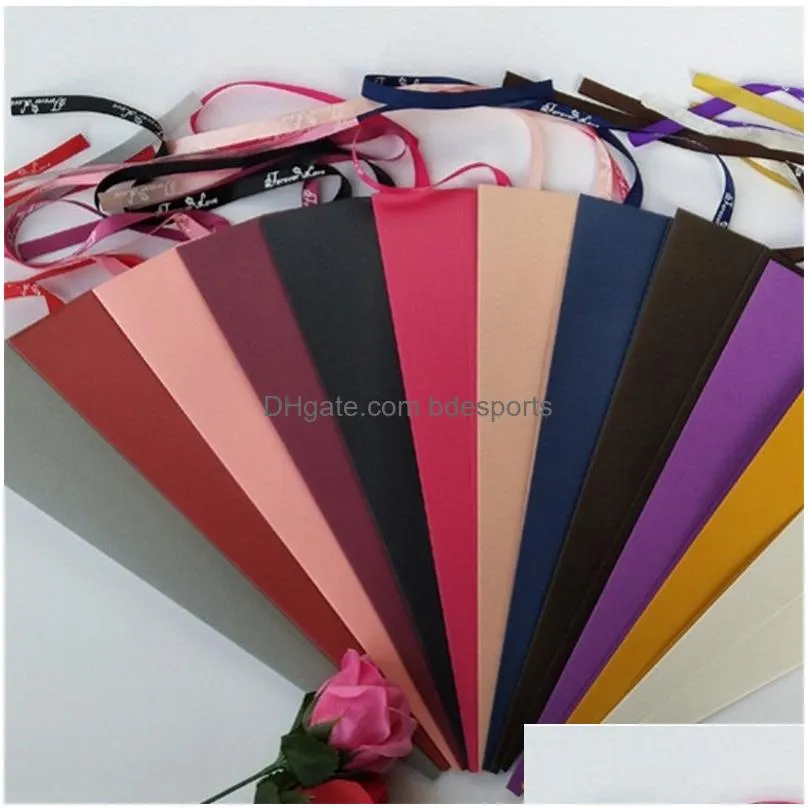 single rose box valentines day gift wrap wrapping silk ribbon cone carton transparent paper case wedding decor 0 85xd g2