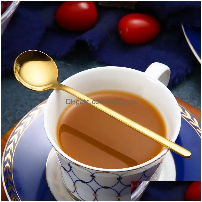 s mini coffee spoon stainless steel tea spoon gold stirring teaspoon bar restaurant kitchen supplies christmas birthday party 374