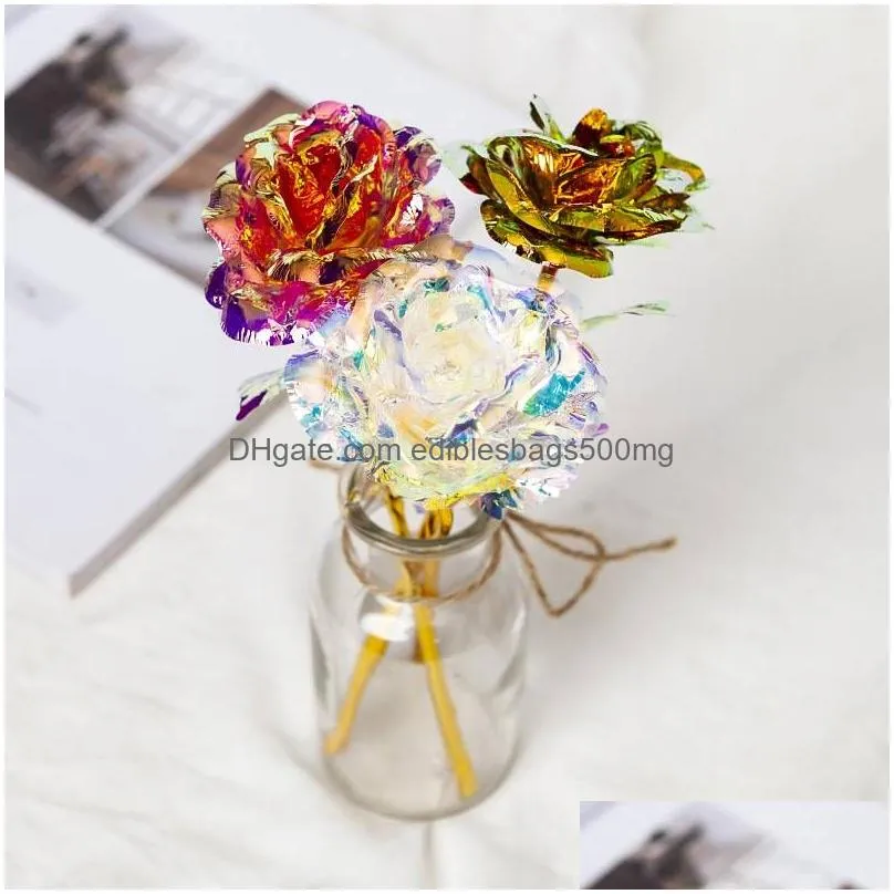 24k foil plated gold rose flower lasts forever love wedding decor lover creative mothers/valentines day gift 8 h1