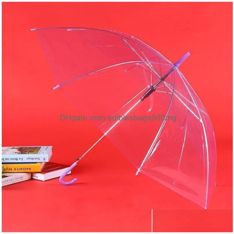 colorful transparent long handle umbrella automatic rainbow waterproof 8 bone umbrellas 4 r2