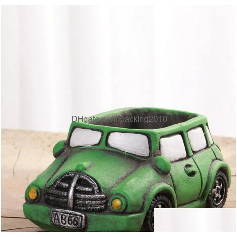 car shape plant pots breathable truck planter miniature planters mini cement flower pot for home decoration high quality 5cr uu9