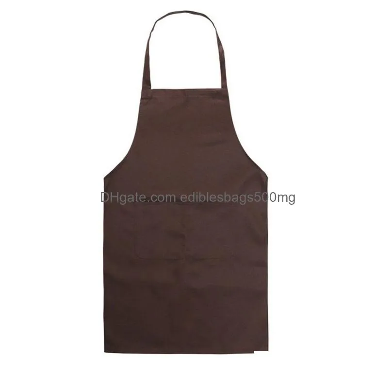 solid color apron for kitchen clean accessory household adult cooking baking aprons diy printing practical tools polyester fiber 4 5jf c