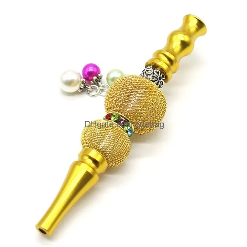 metal hookah tips detachable pearl pendant cigarette holder smoking accessories pipes multi color selection diamonds in stock 12kl d2