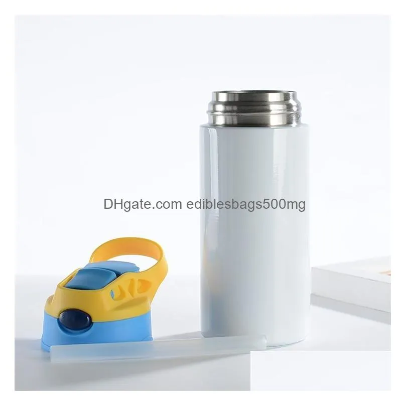 12oz sublimation blank tumblers sippy cup 350ml children water drink bottles stainless steel drinking straight for kids 383 s2