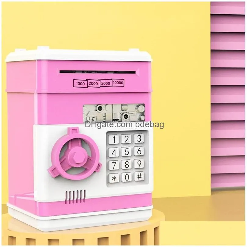 electronic piggy bank atm password money box cash coins box gift with automatic saving bank banknote atm deposit safe music h8e5 682