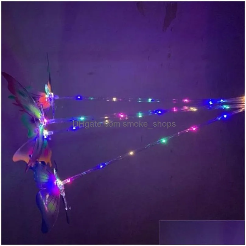 led butterfly light sticks party favor luminous fairy wing wand stick evening toys adult child useful wholesale 3 9hc h1