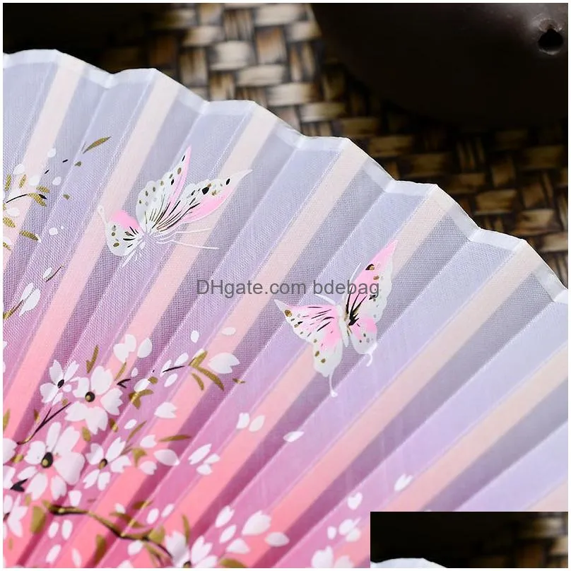 vintage style silk folding fan arts and crafts chinese japanese pattern art craft gift home decoration ornaments dance hand fans 5803