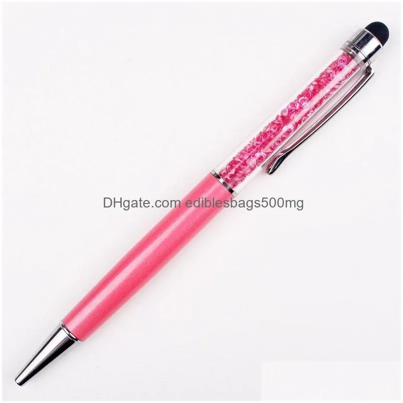 colorful removable ball pen for students office worker writing supplies stainless steel penholder crystal ballpoint pens durable 1 35gh