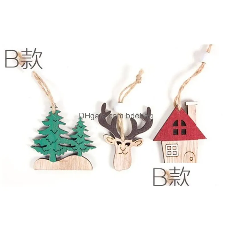 creative wood ornaments christmas tree elk car styles hanging pendants wooden ornament fit xmas party decorations 3 pieces 3 2xb e1