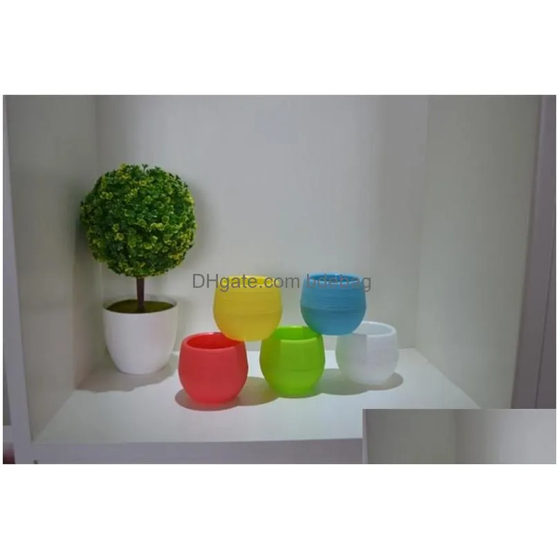 7x7cm mini flower pots round plastic succulent plant flowerpot leak water hole design flowerpots garden home desktop decor