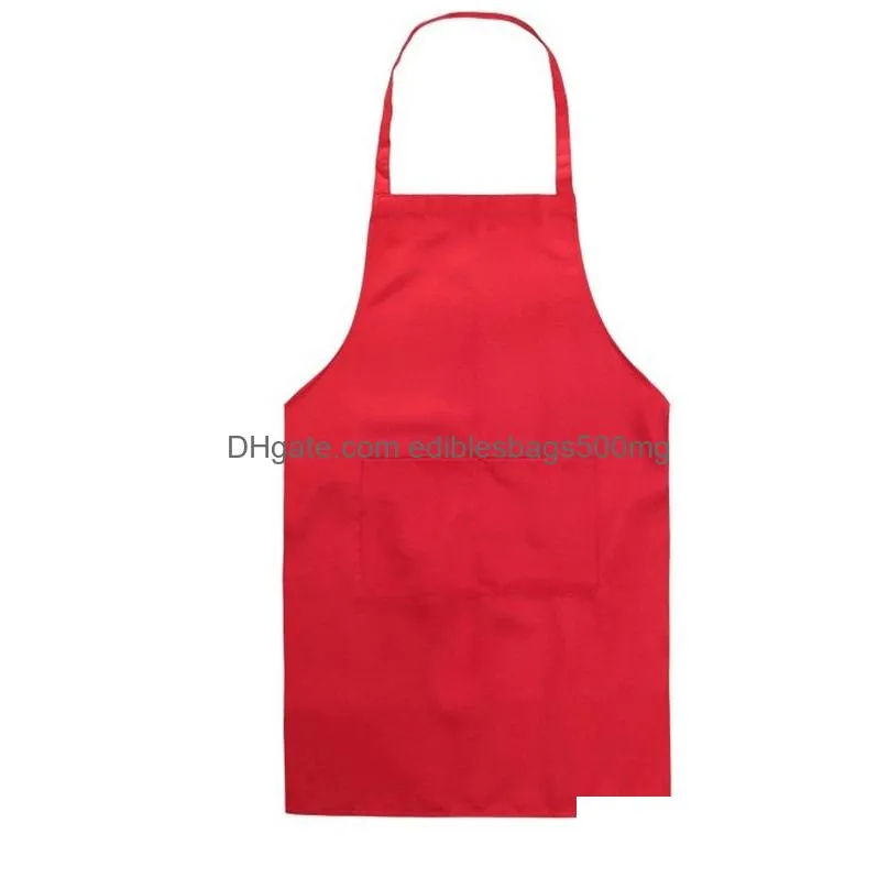 solid color apron for kitchen clean accessory household adult cooking baking aprons diy printing practical tools polyester fiber 4 5jf c