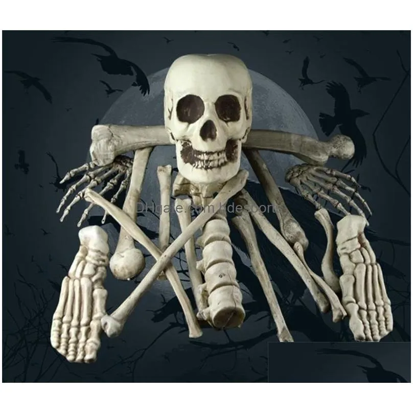 removable halloween scary skull haunted party scene props decor broken bone plastic creative simulation skeleton prop popular 49ml jj