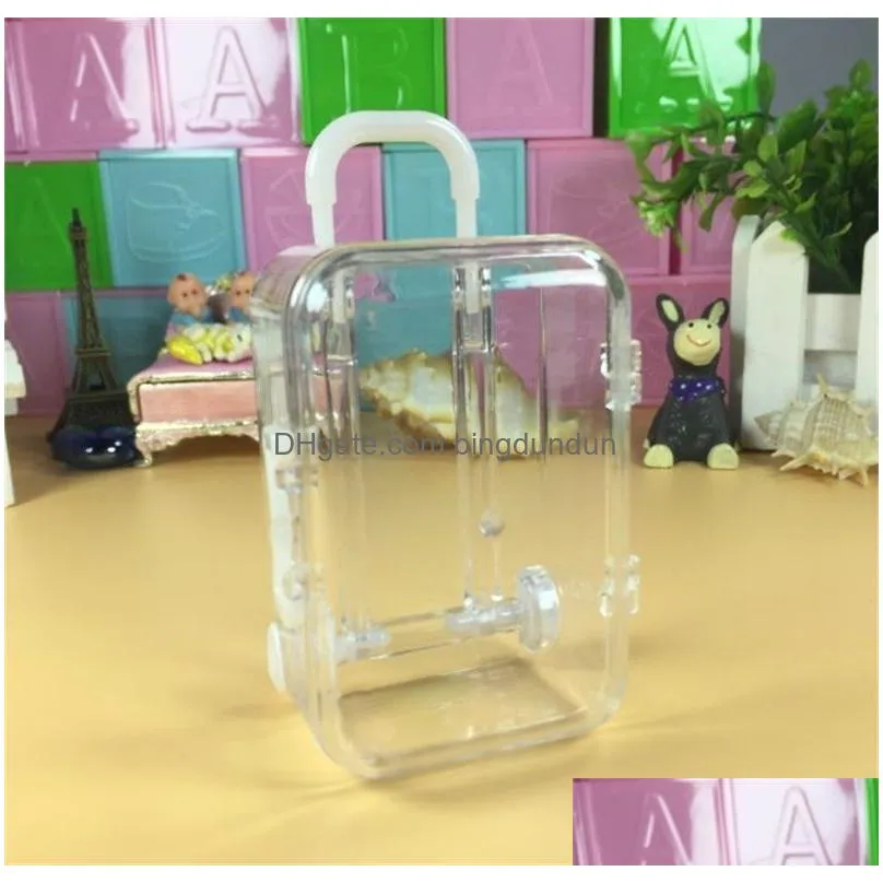 mini rolling travel suitcase candy box baby shower wedding favors acrylic clear party table decoration supplies gifts 226 j2