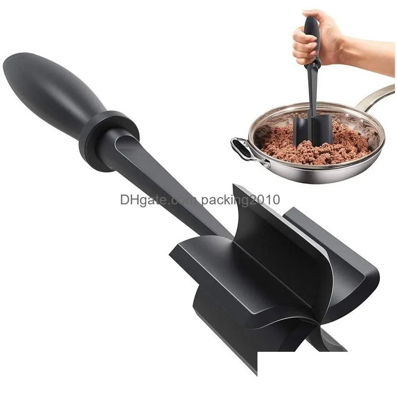 manual meat grinders non-stick heat resistant nylon chopper utensil mix chop for hamburger and ground beef 1849 v2