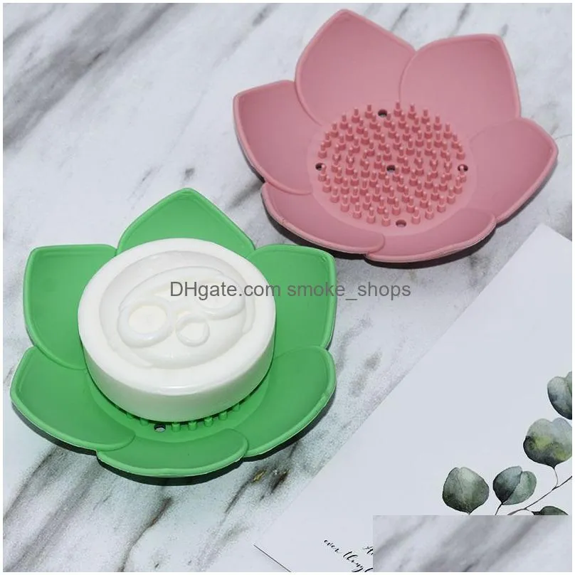 silicone soap dish 3d mini flower shape soaps holder non slip home bathroom articles multi color 2 3zb ckk