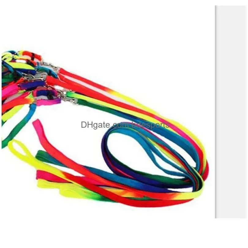 rainbow color tractional rope dogs collars leash pet supplies harnesses dog necklace traction nylon ropes walk 2 5my d2