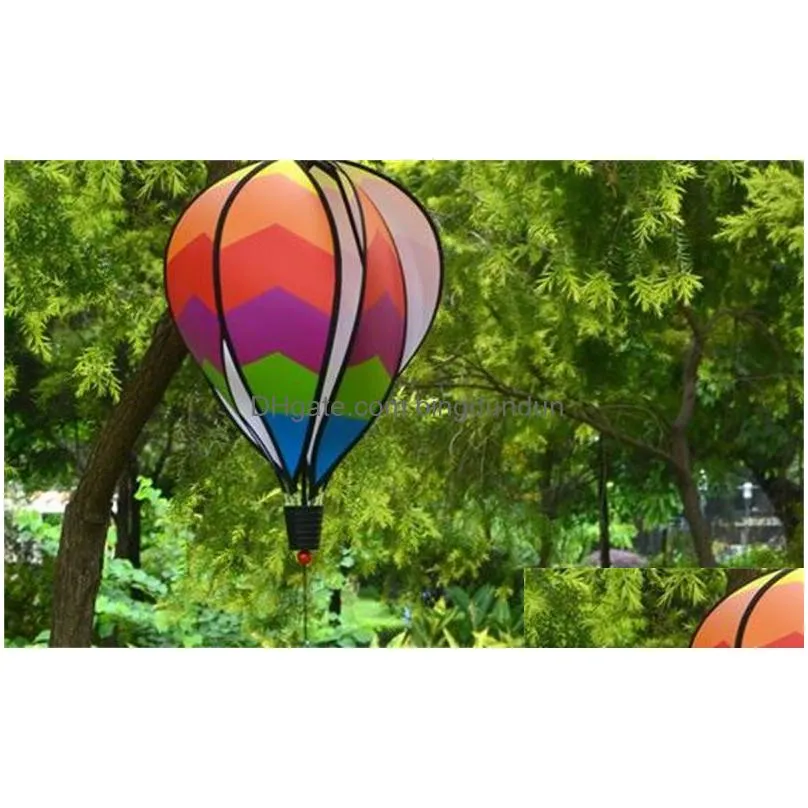 rainbow hot air balloon sequins color stripes garden school decor creative balloons wind spinner with coloured ribbon 8 5bj jj