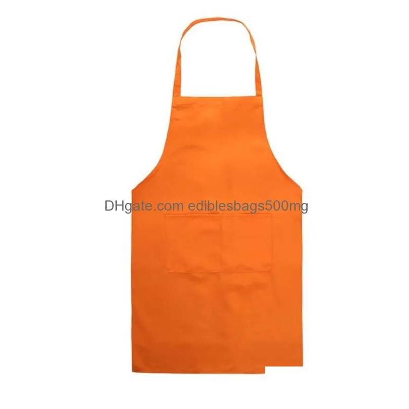 solid color apron for kitchen clean accessory household adult cooking baking aprons diy printing practical tools polyester fiber 4 5jf c