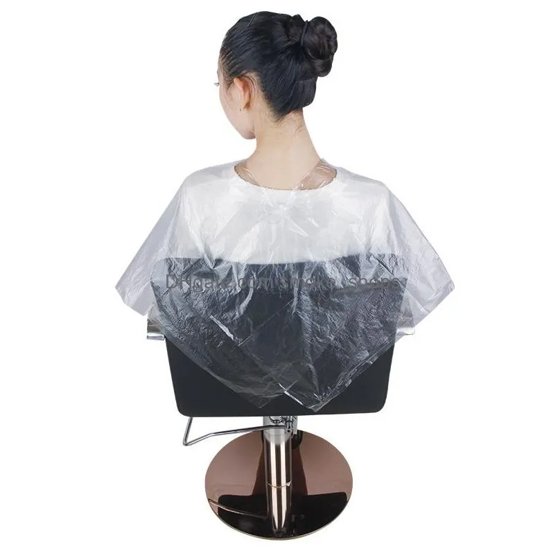 beauty salon dye hair disposable apron pe plastic clear anti sewage cut hair poncho protective hairdressing capes 50pcs 35ht e19