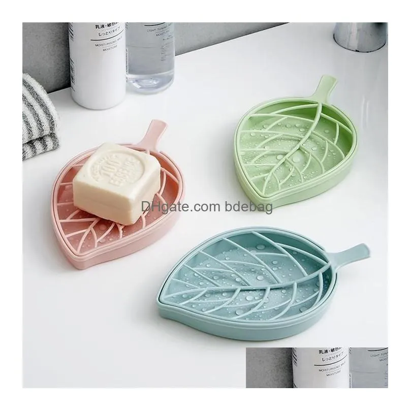 leaf shape soap holder non slip soap box toilet shower tray draining rack bathroom gadgets soap dish tray holder 416 n2