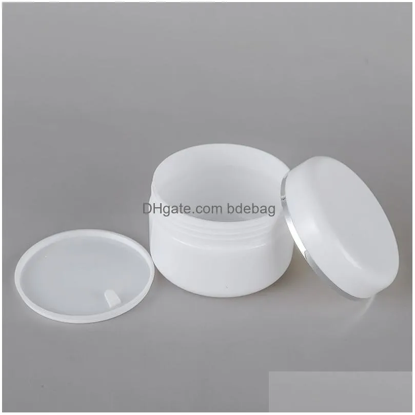20/30/50/100/150/200g empty white portable bottle refillable plastic cosmetic cream jar with inner liner 2021 v2