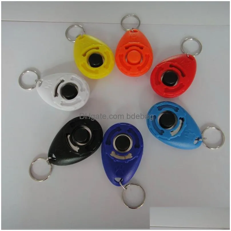 7 colors dog trainer abs pets teaching tool button clicker sounder wrist band tractable pet trainers dogs supplies plastic 2 8sn m2