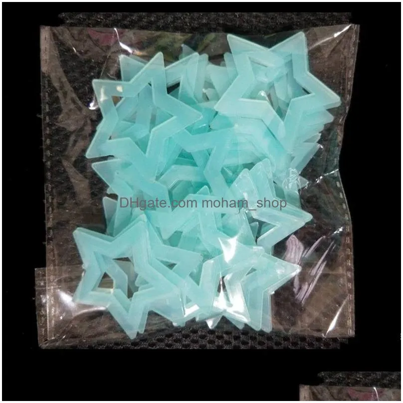 fluorescence 3d wall sticker luminous hollow stars shaped decoration stickers glowing in the dark paster for baby room