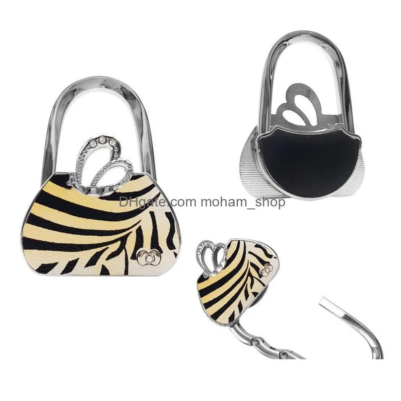 handbag hook bag holder angel wings leopard print butterfly flower zebra stripe portable foldable purse hooks hanger holders 8yx bb