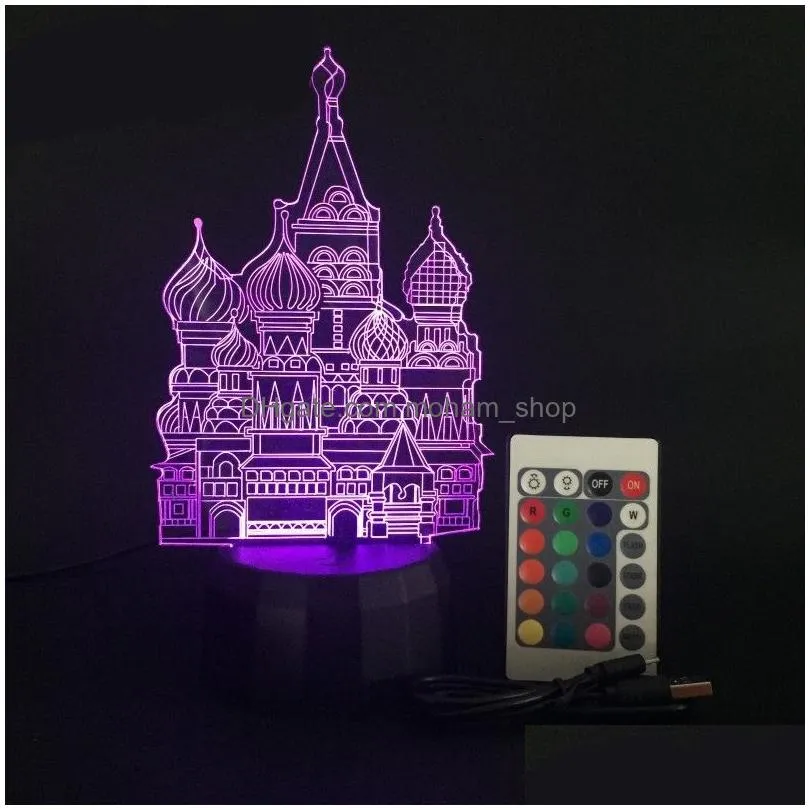 led touch 3d lamp base remote control colors vision night light novelty plastic desk lamps high grade 13th ww