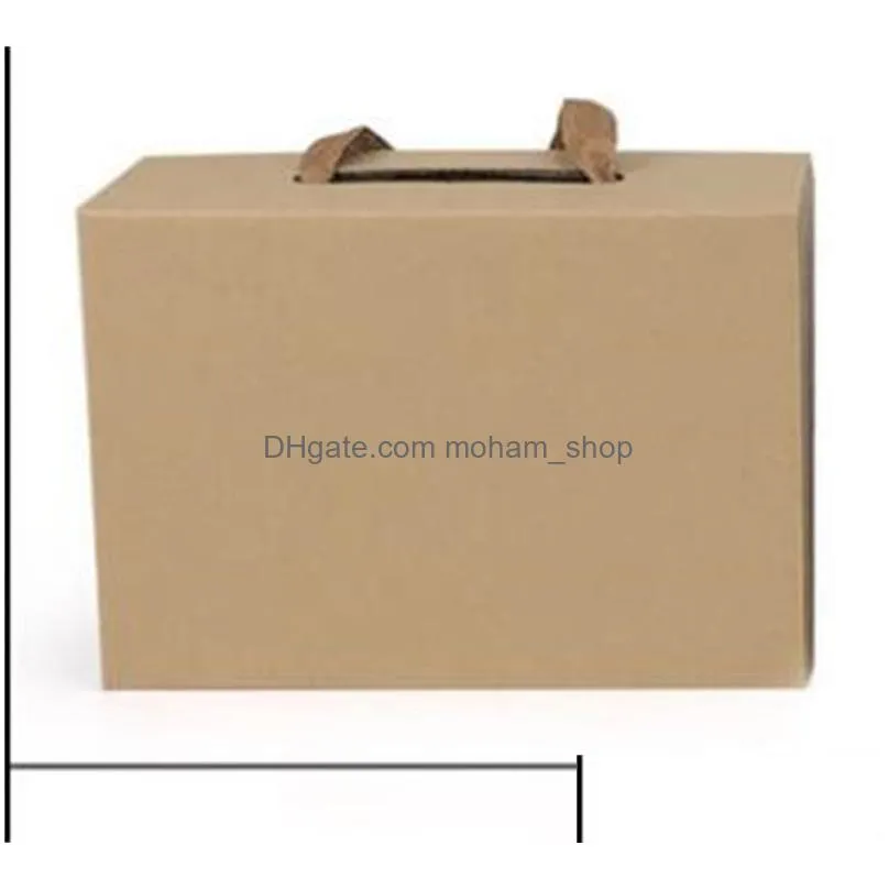 kraft paper gift wrap box black brown rectangle packing case fold rope tote carton clothes shoes home white portable m2