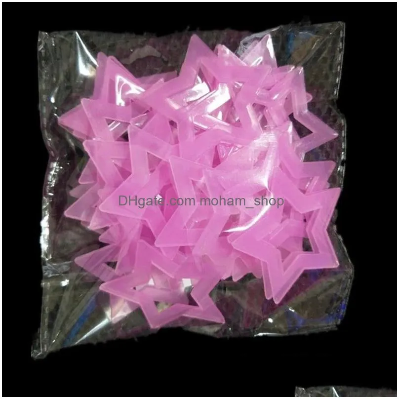 fluorescence 3d wall sticker luminous hollow stars shaped decoration stickers glowing in the dark paster for baby room