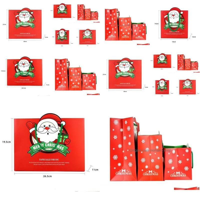 cartoon red portable bag fashion santa claus pattern gift packing bags square easy to carry shopping bags 1 5hj3a b