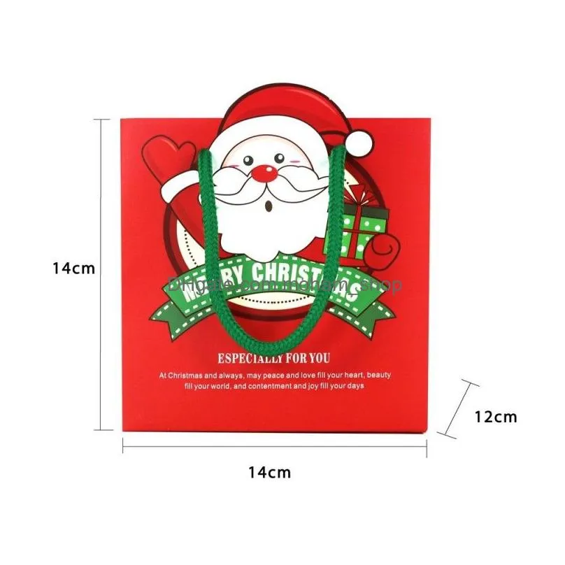 cartoon red portable bag fashion santa claus pattern gift packing bags square easy to carry shopping bags 1 5hj3a b