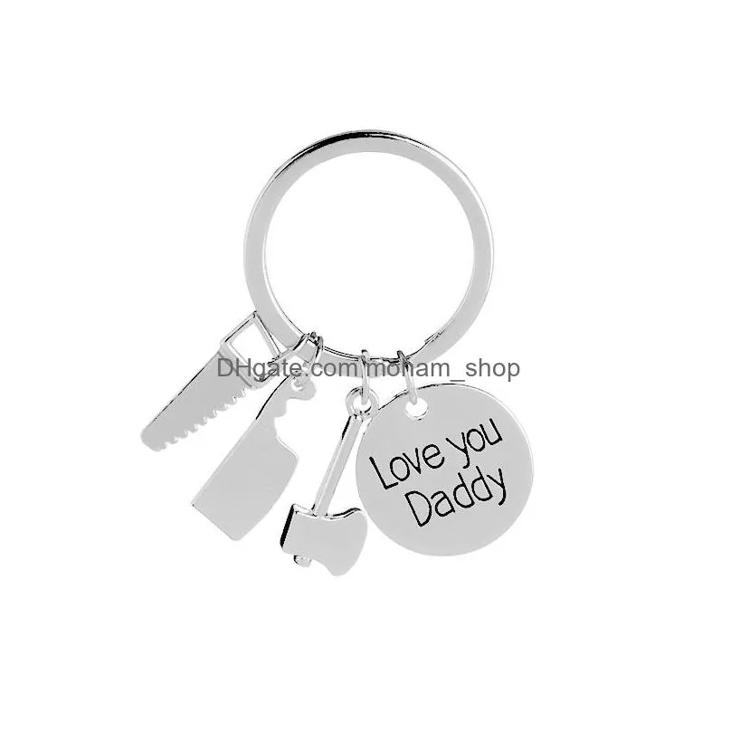 zinc alloy other home decor keychain for father day love you daddy key chain hammer screwdriver wrench charms keys buckle sturdy 3 6xd