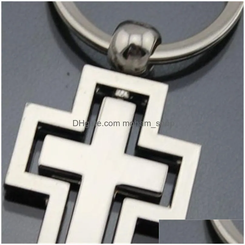 cross key ring metal originality rotatable keys buckle church gift party favor home car portable design 2 5kd h1