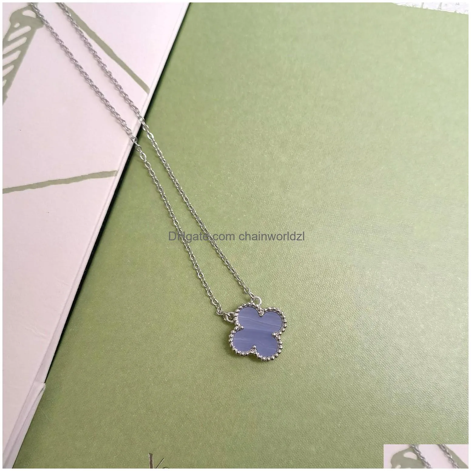 designer pendant necklace for women elegant four-leaf clover pendant necklace s925 sterling silver high quality necklace designer jewelry 24k gold plated girl