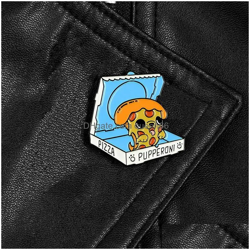 pizza dog pins cartoon animal pins brooches take your pet enamel lapel pin badges clothes shirt bags hats lovely jewelry gifts for