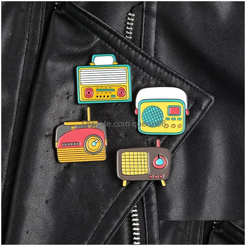 cute cartoon radio enamel pins colorful vintage player machine badge brooch clothes denim bag lapel pin jewelry gift for friends