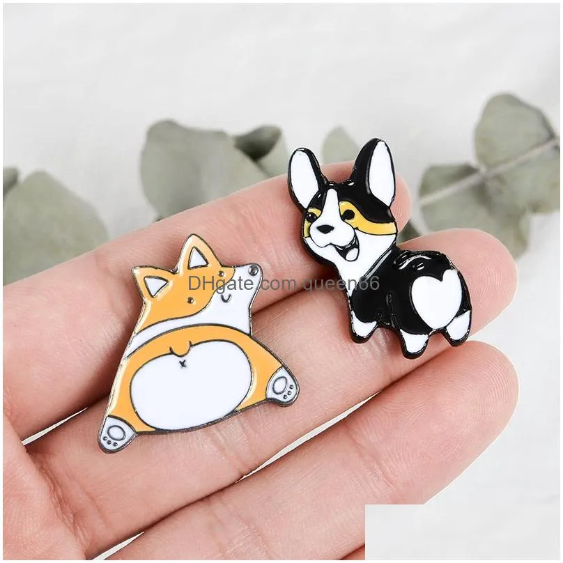 corgi butt enamel pins sweety cute dogs badge brooch bag clothes lapel pin cartoon animal jewelry gift for fans kids friend
